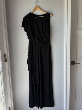 Lauren Ralph Lauren Black One Shoulder Ruffle Jumpsuit